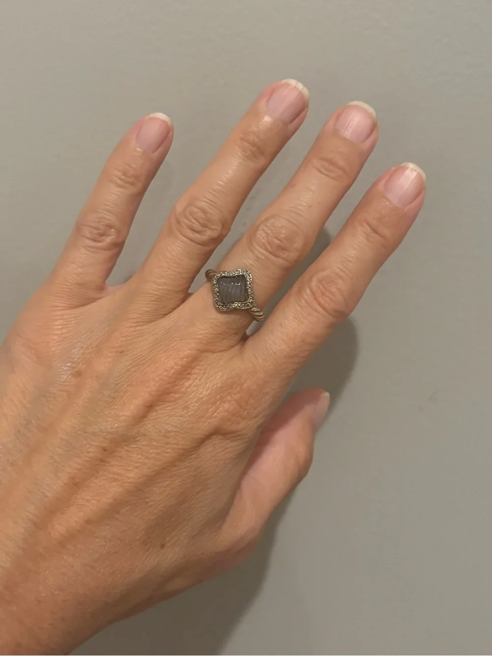 David Yurman Albion Hematite and Pavé Diamond ring, Sterling Silver